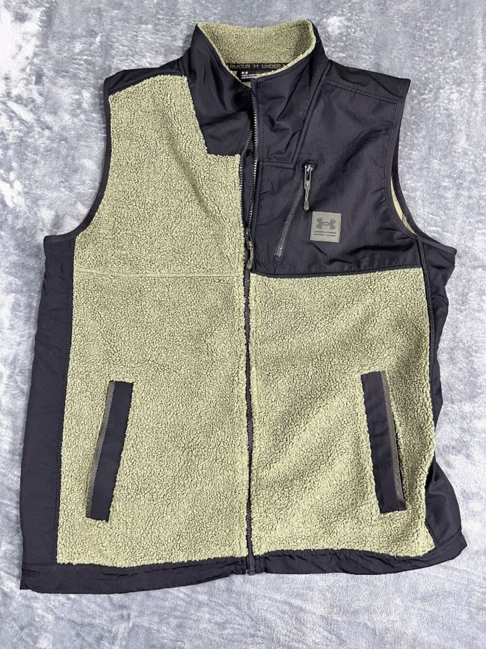 Under Armour Mens Olive & Black  Fleece Vest Full Zip XL
